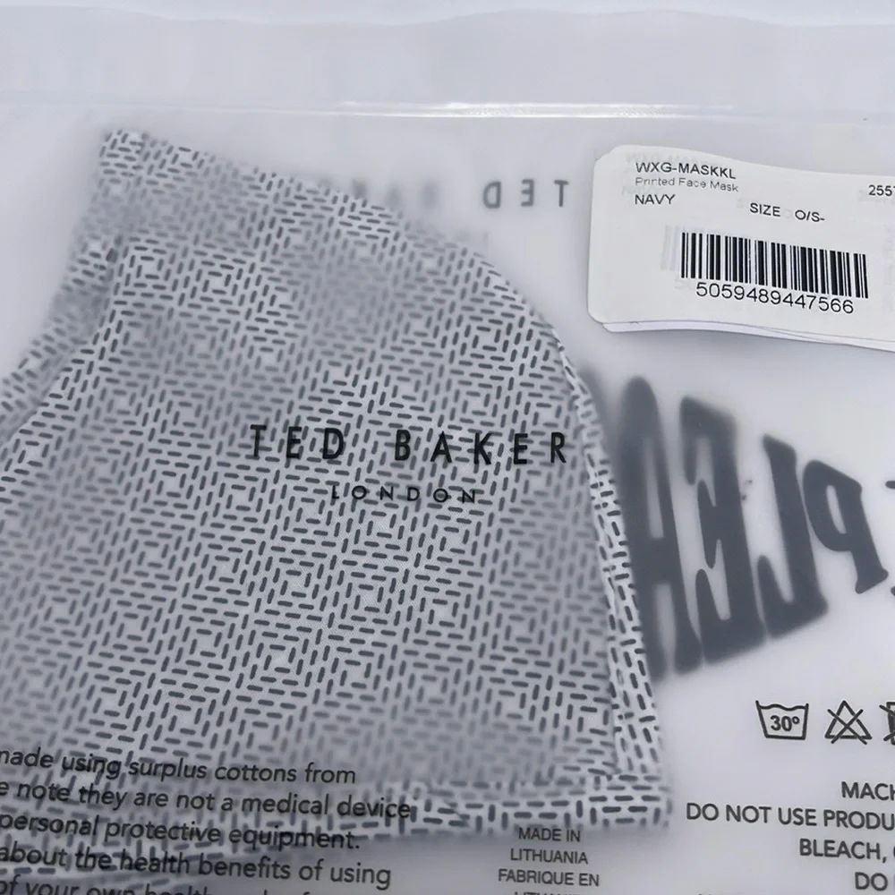 Ted Baker Black and White Face Mask TED BAKER LONDON Reversible Reusable NWT